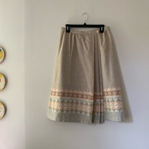 Vintage Wrap Skirt with Pleats and Diamond Pattern